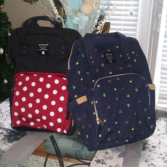 Eposha Black & Blue floral WP diapers backpack